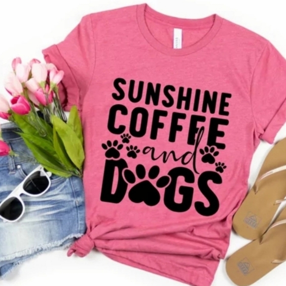 Hand Crafted Tops Sunshine Coffee Dogs Tshirt Poshmark